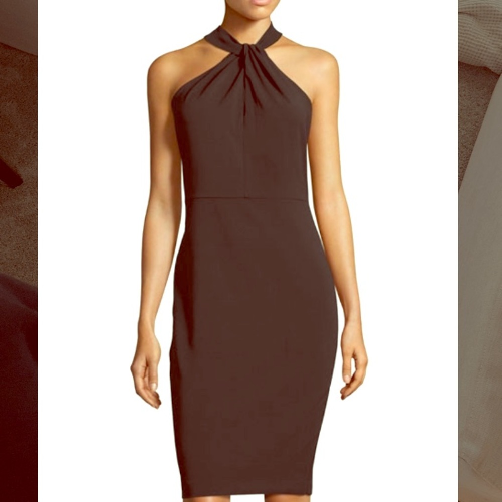 Twist-Neck Halter Top Midi Dress